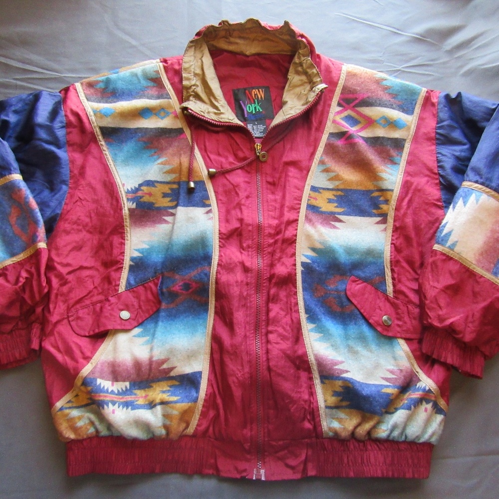 Vtg Womens New York Classics Navajo Print Jacket L